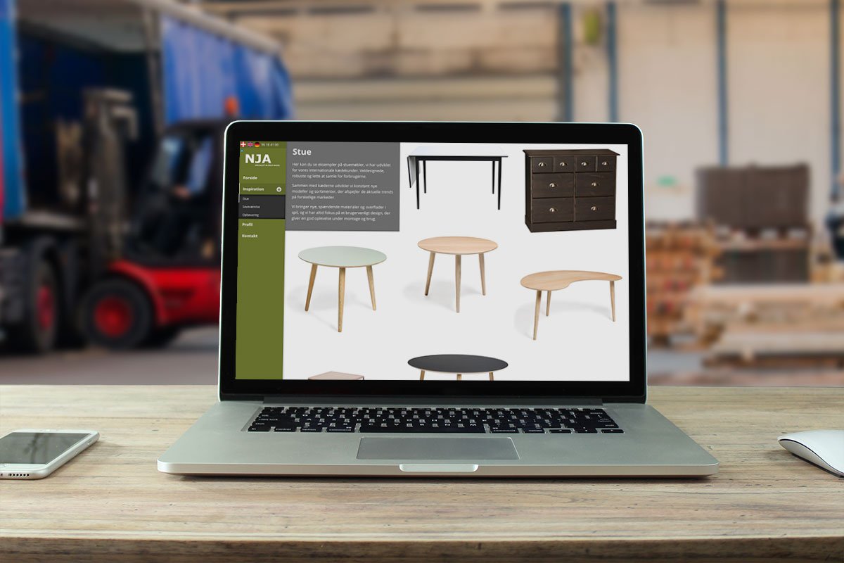 NJA Furniture Kong Gulerod Reklamebureau website mac laptop