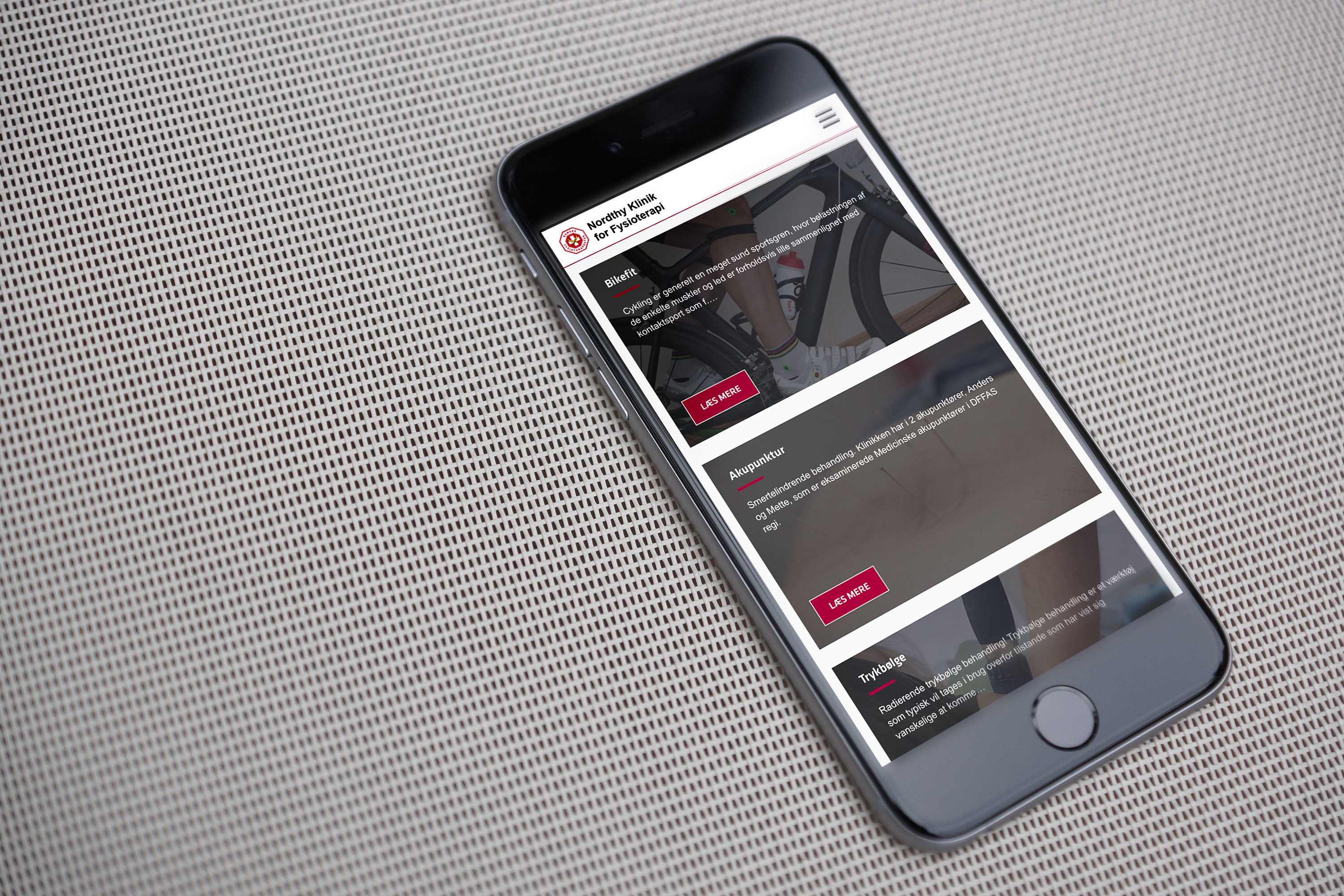 Nordthy Klinik for Fysioterapi website iPhone
