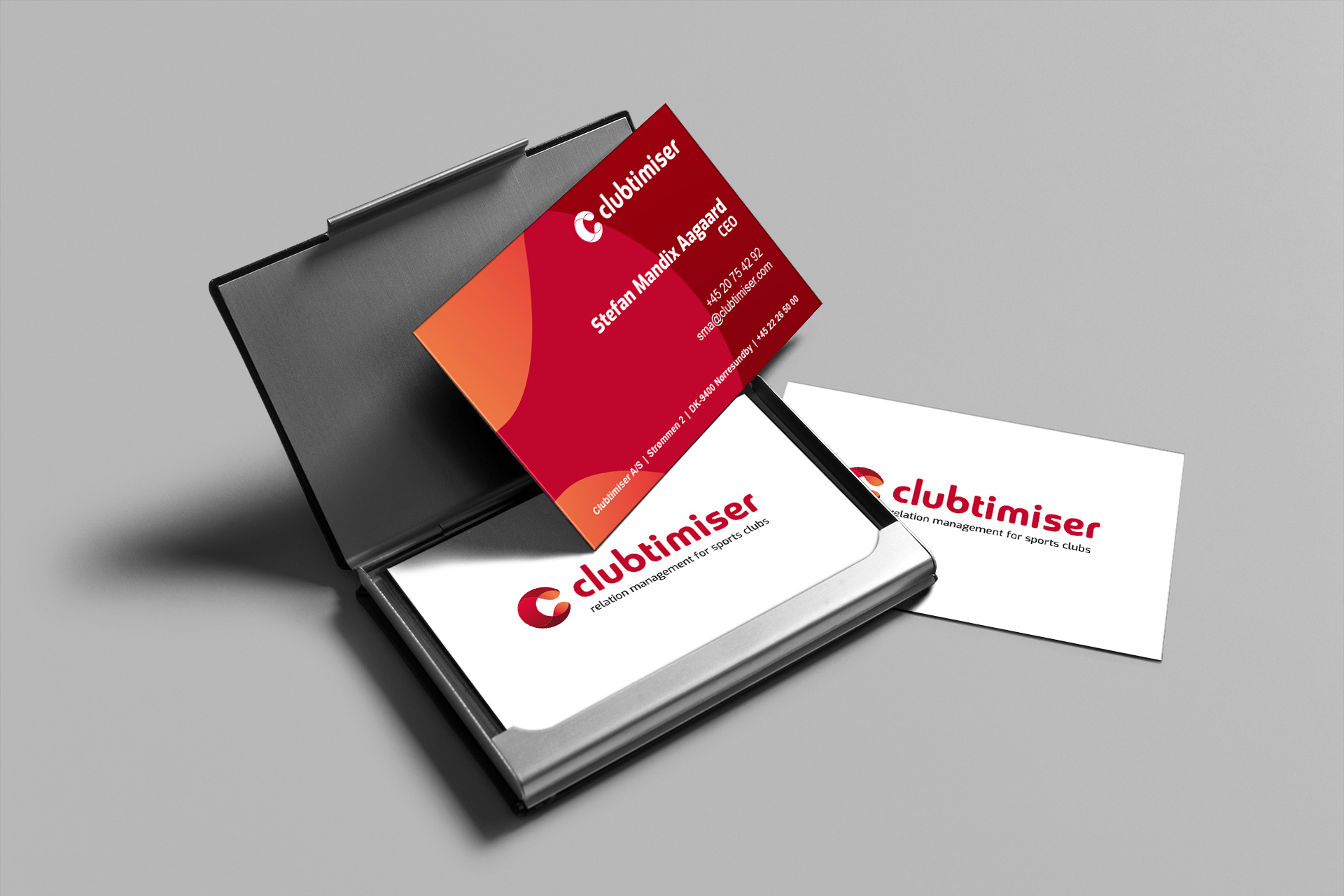 Clubtimiser visitkort Kong Gulerod Reklamebureau